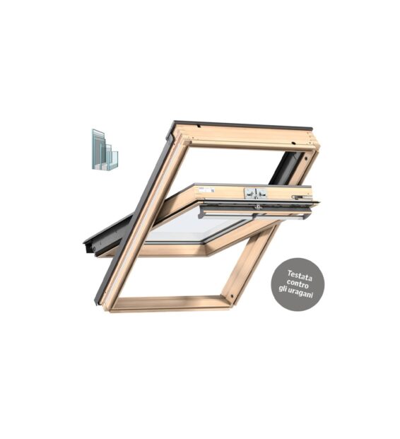 Schema triplo vetro VELUX® GGL - Finestra a bilico manuale in legno naturale