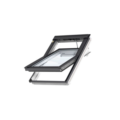 Finestra a bilico elettrica "GGL Integra" in legno di pino bianco e alluminio by VELUX