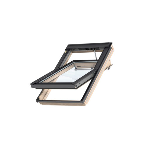 Finestra a bilico elettrica "GGL Integra" in legno di pino naturale e alluminio by VELUX