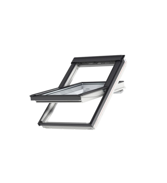 Finestra a bilico manuale "GGU" in legno di pino bianco, poliuretano bianco e alluminio by VELUX