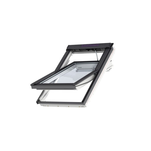 Finestra a bilico solare "GGU Integra" in legno di pino bianco, poliuretano bianco e alluminio by VELUX
